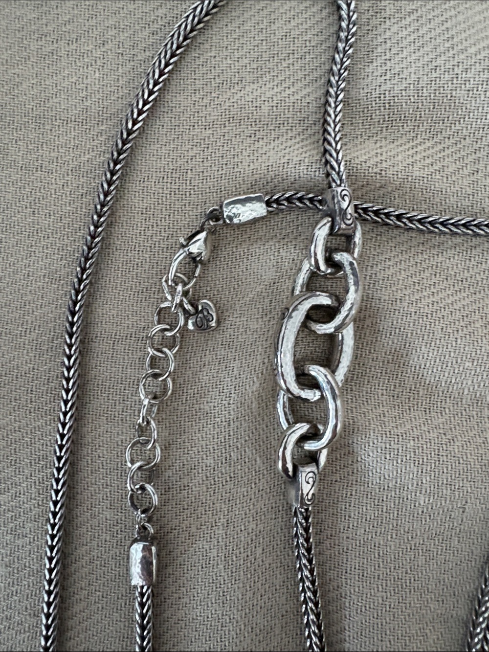 Brighton Silver Linked long necklace. Short necklace and Earrings 3 piece-Set - Picture 7 of 9